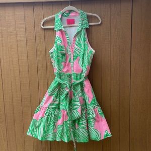 Lilly Pulitzer Collared Pink and Green and White Dress